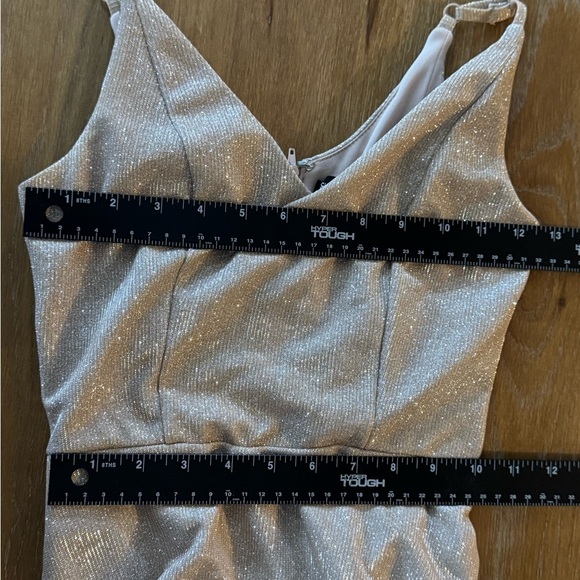 David’s Bridal Glitter Spaghetti Strap Gown Gold Size 1 (altered) - Picture 9 of 13